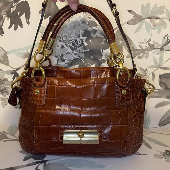 Coach Leather Croc Embossed 16796 Kristin Satchel - Picture 4 of 13